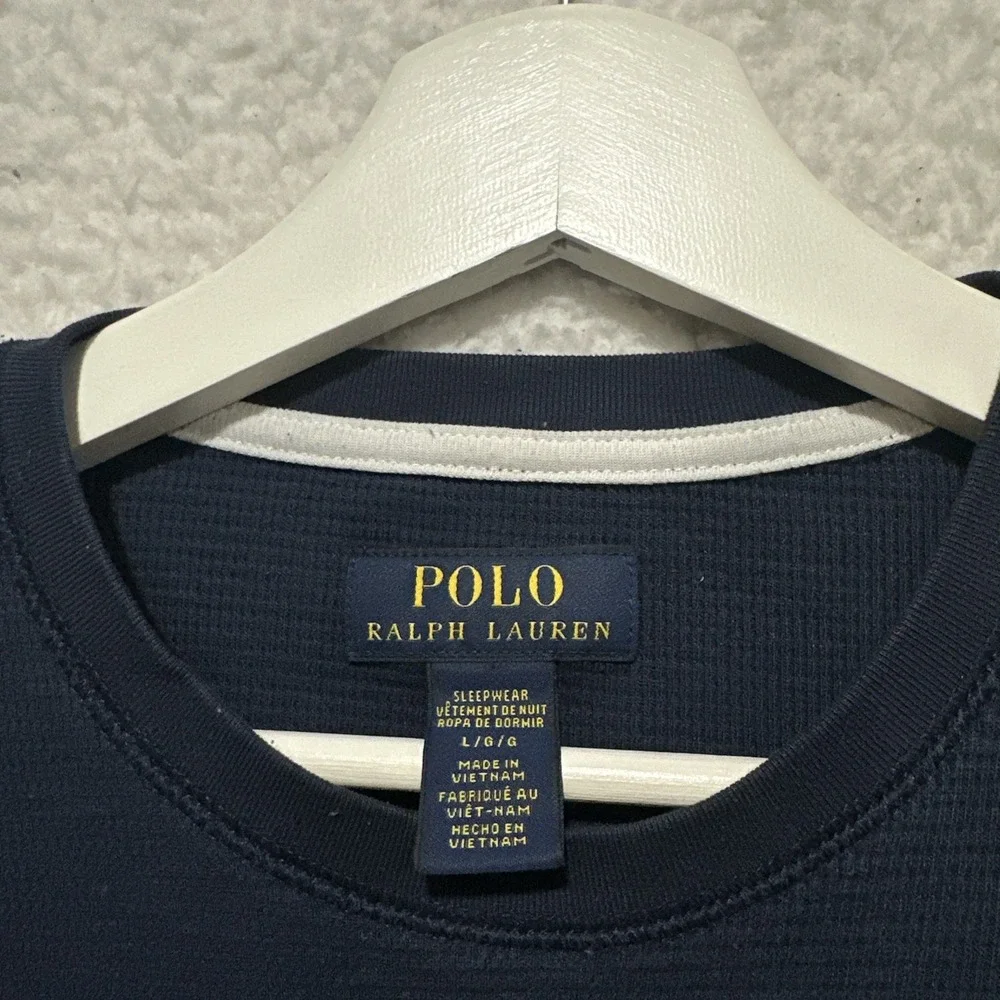 Polo Ralph Lauren Sleepwear Men's L Blue Waffle Knit LS‎ Crew Neck Lounge Tee